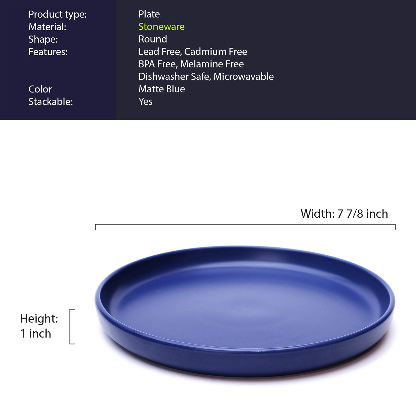 903 Collection Side Plate Set Of 4 - Matte Gentiana True Blue