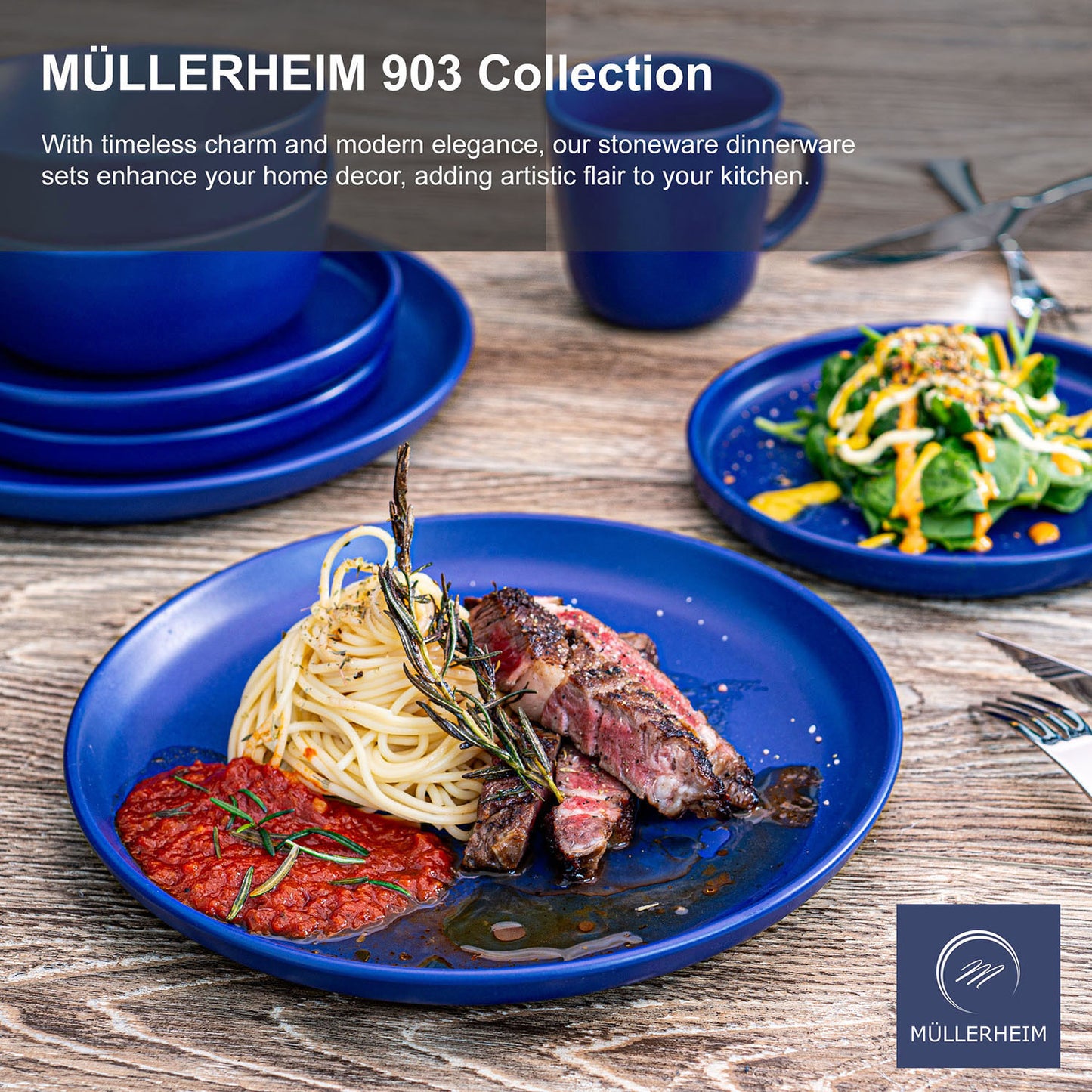 903 Collection Dinner Plate Set Of 4 - Matte Gentiana True Blue