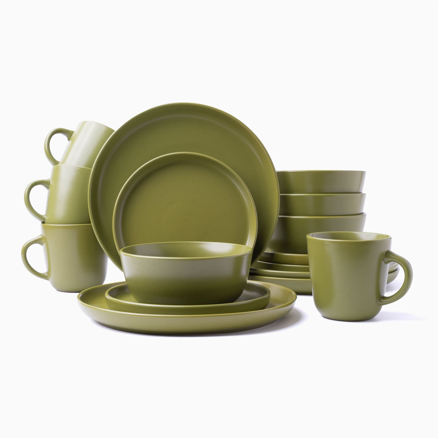 903 Collection Stoneware Dinnerware Set - Matte Greek Olive